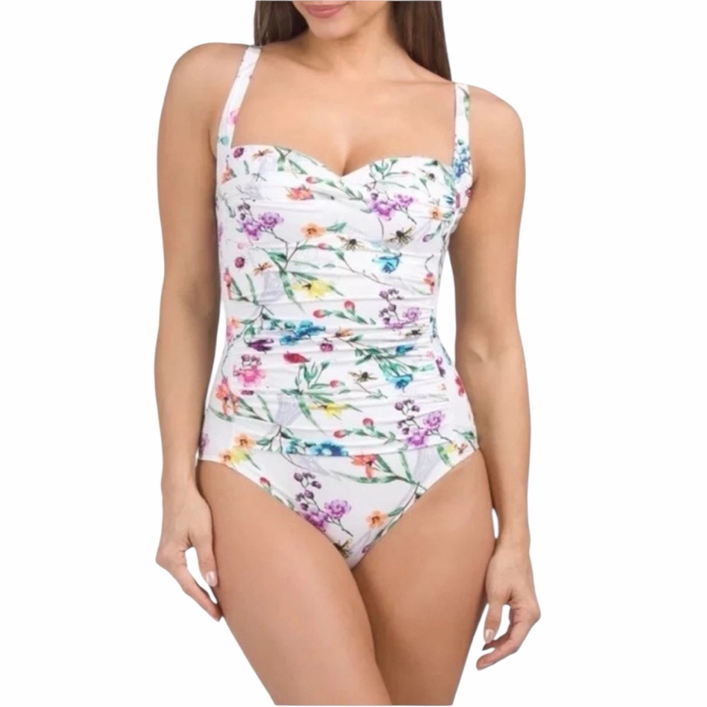 BETSEY JOHNSON BOTANICAL FLORAL‎ BANDEAU SWIMSUIT SIZE 2X New